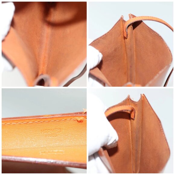HERMES Omenitu Shoulder Bag Leather Orange Auth BA4408 - Picture 15 of 15